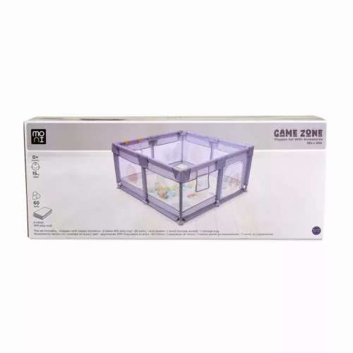 GAMEZONE összecsukható járóka szőnyeggel, 60 labdával 180x200 BÉZS