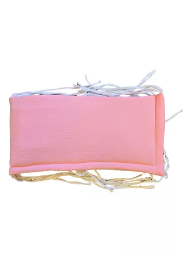 KOKO muszlin Fejvédő kiságyba magasított  27 x170 cm pink/fehér színben