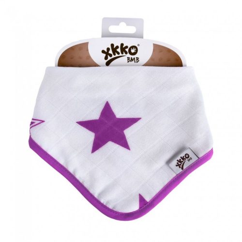 Xkko nyálkendõ patentos bambusz lila csillagok BMBBND035|8594161575344
