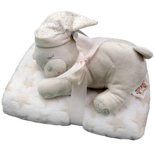 Gamberritos takaró - wellsoft 80x110cm plüss játékkal maci bézs 10162|8432443603234