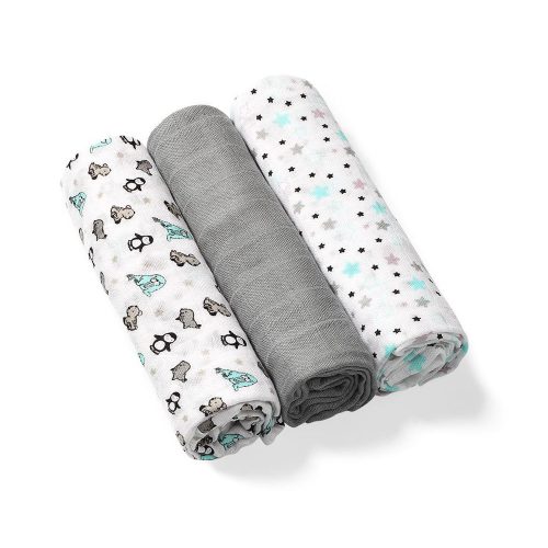 BabyOno textilpelenka színes 3db bambusz szürke 397/02|5901435409749