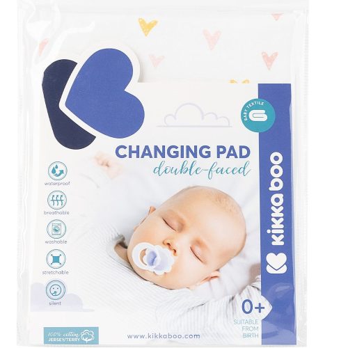 Kikkaboo pelenkázólap huzat kétoldalas jersey/frottír 50/70 szívecskés|3800171209991