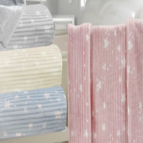 Gamberritos takaró - kordbársony/sherpa 80x110cm csillag kék 10599|8432443655332