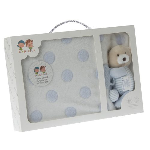 Gamberritos takaró - wellsoft 80x110cm - plüss játékkal, rágókával kék kutya 10617|8432443655752