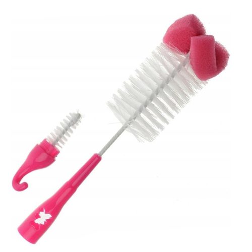 Akuku üveg és cumimosó kefe szivacsos pink|5907644005758