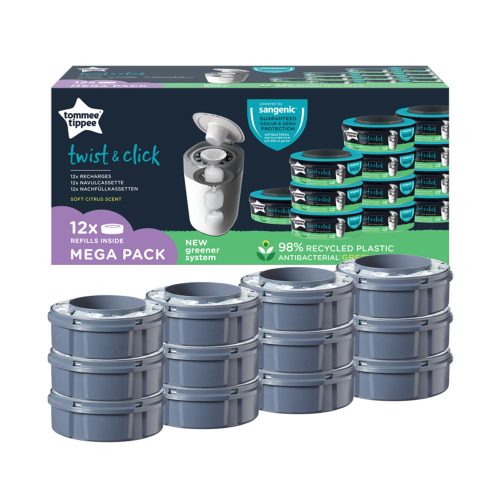 Tommee Tippee pelenkacsomagoló utántöltõ - Twist and Click és Sangenic TEC citrus 12db|5010415510105