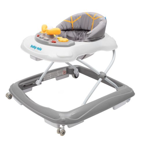 Baby Mix bébikomp kormánykerékkel szilikon kerekek graphit|5902216916807