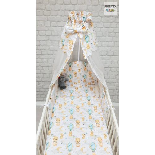 Pihe-Tex Ágynemû Pamut 4 részes 90x140 40x50cm Hõlégballonos maci zöld 683/Z|5996315133623