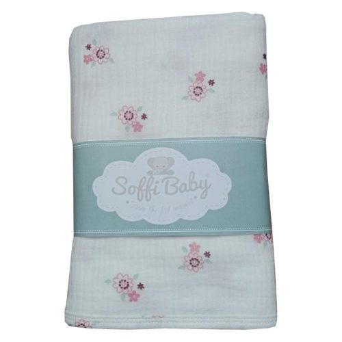 Soffi Baby takaró muszlin dupla virágos 70x90cm|9990000075591