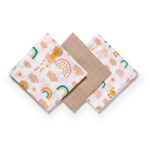 BabyOno textilpelenka színes 3db bézs 348/08|5901435414514