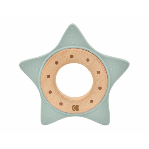 Kikkaboo rágóka - szilikon és fa Csillag  menta|3801303020590