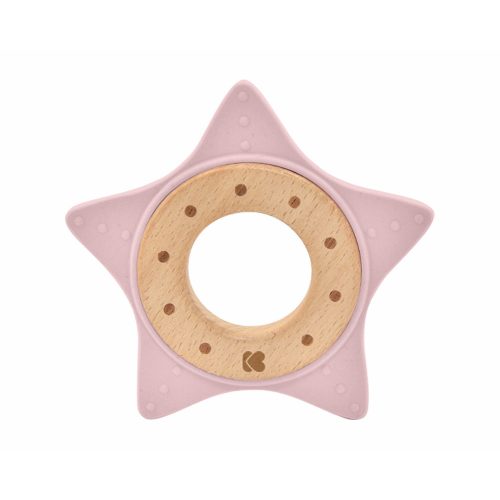 Kikkaboo rágóka - szilikon és fa Csillag pink|3801303020583