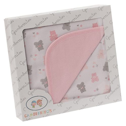 Gamberritos takaró pamut 80x80cm maci printed rózsaszín 10505|8432443619303