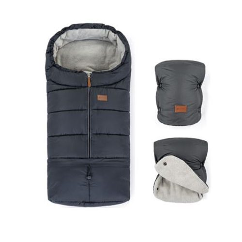 Petite and Mars Téli szett Jibot 3in1 bundazsák és kézmelegítõ kesztyû babakocsira Jasie Charcoal Grey|8596202001010