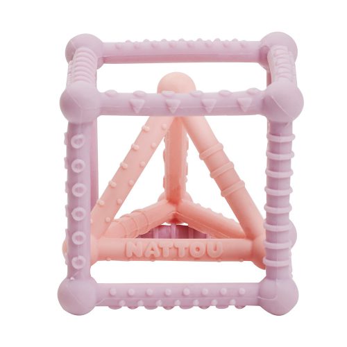 Nattou rágóka szilikon kocka és háromszög szett 2db lila-pink|5414673876445