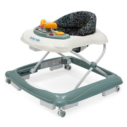 Baby Mix bébikomp kormánykerékkel szilikon kerekek zöld|8596164134351