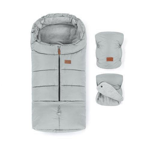 Petite and Mars Téli szett Jibot 3in1 bundazsák és kézmelegítõ kesztyû babakocsira Jasie Quiet Grey|8596202014331