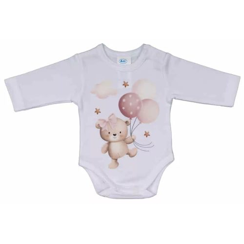 Bébi hosszú ujjú kombidressz Maci lány fehér 44|0000866009044