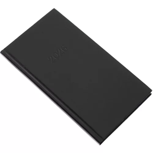 Zsebnaptár álló Standard, fehér lapokkal fekete Realsystem 2026.