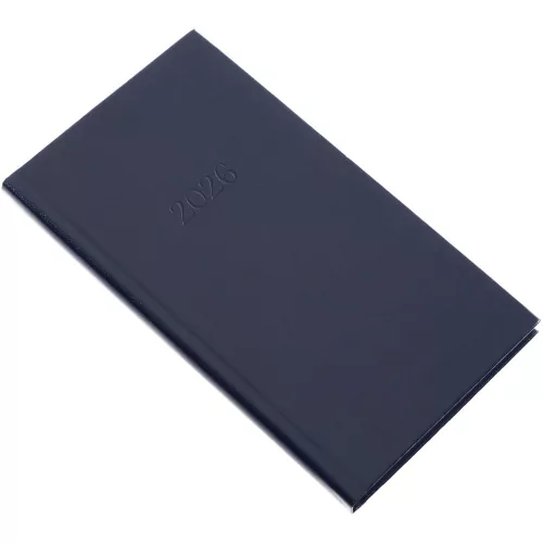 Zsebnaptár álló Standard, fehér lapokkal kék Realsystem 2026.