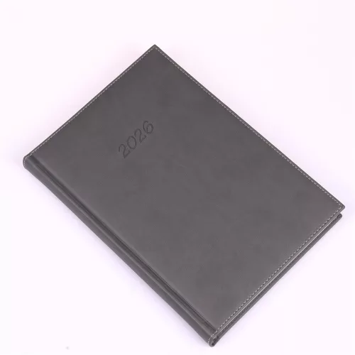 Határidőnapló Bolero B/5, napi krémszínű lapokkal szürke Realsystem 2026.