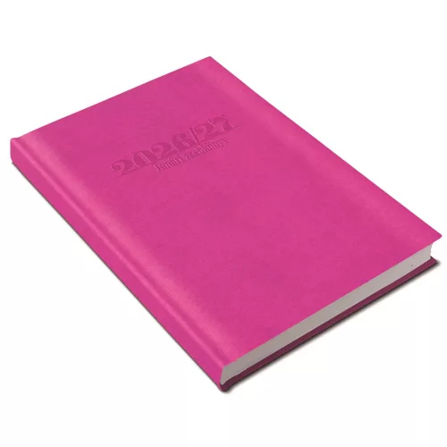Tanári határidőnapló A5, műbőr 150mmx210mm, fehér lapokkal pink 2026/2027 Realsystem