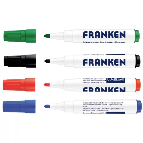 Táblamarker készlet, 1-3mm, kerek, antibakteriális , Z1999 Franken 4 klf. Szín