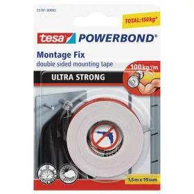   Ragasztószalag kétoldalas, rögzítőszalag ultra erős 19mmX1,5m PowerBond Tesa