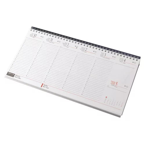 Asztali naptár 320mmx155mm, fehérlapok fekvő kék műbőrrel borított tartóval Realsystem 2027.