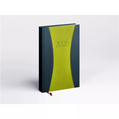 Határidőnapló Prémium A B/5, heti krémszínű lapokkal zöld Realsystem 2026.