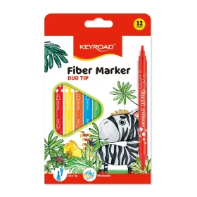   Rostirón, filctoll készlet 2 mm/4 mm kétvégű 12 db/bliszter Keyroad Duo Tip vegyes színek