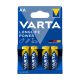 Elem AA ceruza LR06 Longlife Power 4 db/csomag, Varta