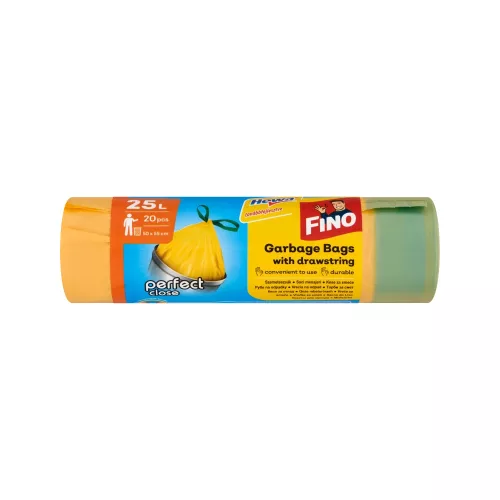 Szemeteszsák zárószalagos 25 liter 50 x 55 cm 20 db/tekercs Fino sárga