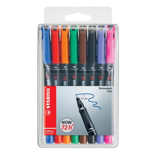 Alkoholos marker készlet 0,7mm, STABILO OHPen F, 8 klf. szín