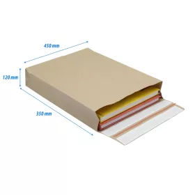   Csomagküldő webshop tasak 350x450x120mm, erős kraft papírból 200 db/doboz, E-green barna