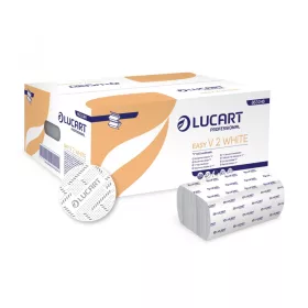   Kéztörlő 2 rétegű V hajtogatású 190 lap/csomag 20 cs/karton Easy White Lucart_863048 fehér