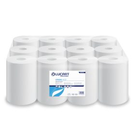   Kéztörlő 2 rétegű tekercses átmérő: 14 cm 100% cellulóz 12 tekercs/karton 14 CF Strong Lucart_861093J fehér