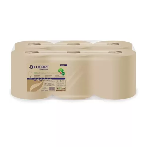Kéztörlő 2 rétegű laponkénti átmérő: 18 cm 450 lap/tek 6 tek/karton EcoNatural L-One Maxi450 Lucart _852277 barna