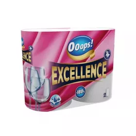   Papírtörlő konyhai 3 rétegű átmérő: 13 cm 75 lap/18 méter/tekercs 2 tekercs/csomag  Ooops! Excellence fehér