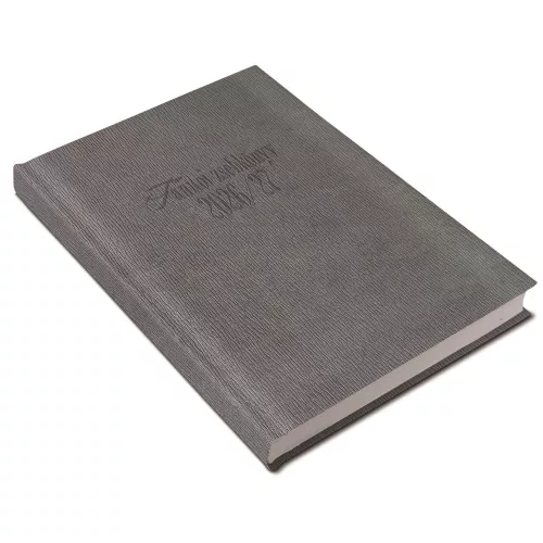 Tanítói zsebkönyv A5, műbőr 145mmx205mm, fehér lapokkal szürke 2026/2027 Realsystem