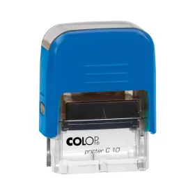   Bélyegző C10 Printer Colop átlátszó kék ház/fekete párna