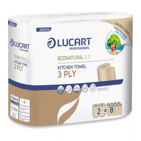   Papírtörlő konyhai 3 rétegű átmérő: 14,5 cm 200 lap/42 méter/tekercs 2 tekercs/csomag EcoNatural 2.3 Lucart_821639Jbarna