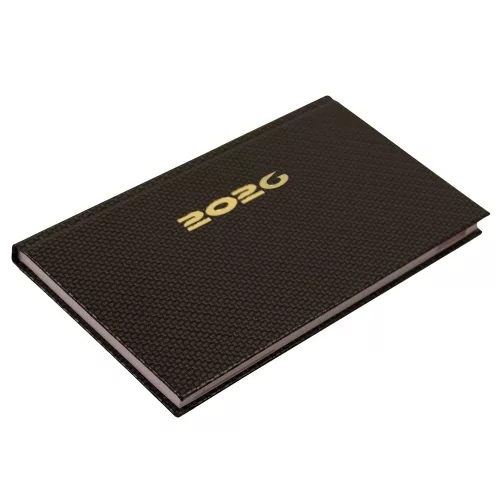 Zsebnaptár fekvő Carbon, fehér lapokkal bronz Realsystem 2026.