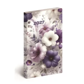   Zsebnaptár álló Flexi, fehér lapokkal lilavirág Realsystem 2027.
