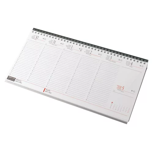 Asztali naptár 320mmx155mm, fehérlapok fekvő zöld műbőrrel borított tartóval Realsystem 2027.