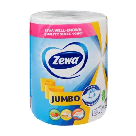  Papírtörlő konyhai 2 rétegű átmérő: 18 cm 325 lap/76,1 méter/tekercs 1 tekercs/csomag  Zewa Jumbo_fehér
