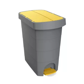   Szemeteskuka pedálos műanyag 60 literes Pelikán Slim eco antracit színű sárga tetővel UP232-214
