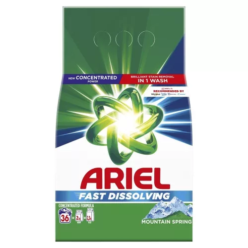 Mosópor 1,98 kg (36 mosás) fehér ruhákhoz Ariel Mountain Spring