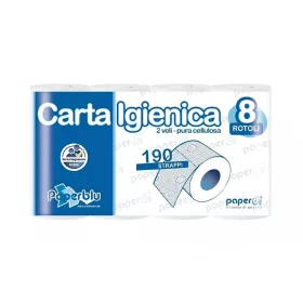   Toalettpapír 2 rétegű kistekercses 100%cellulóz 190 lap/19,95 m/tekercs 8 tekercs/csomag Paperblu Carta Igienica Paperdi