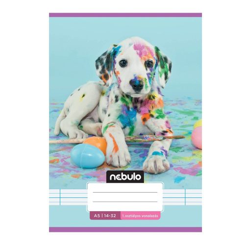 Füzet, A5, 1. osztályos vonalas, 14-32, Cuki minták, 16 db/csomag Nebulo
